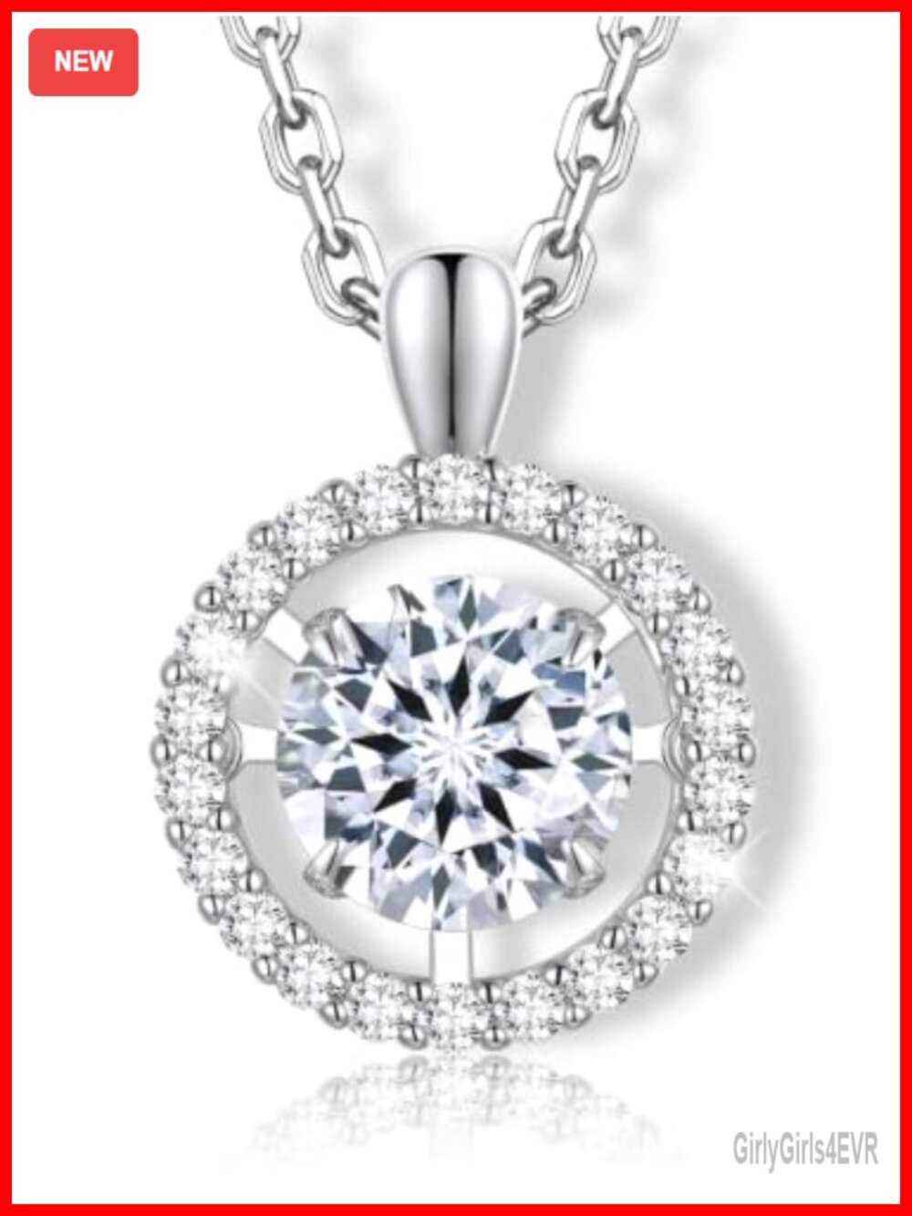 Dancing Heart Moissanite Pendant Necklace, 1CT D Color VVS1, Adjustable Chain